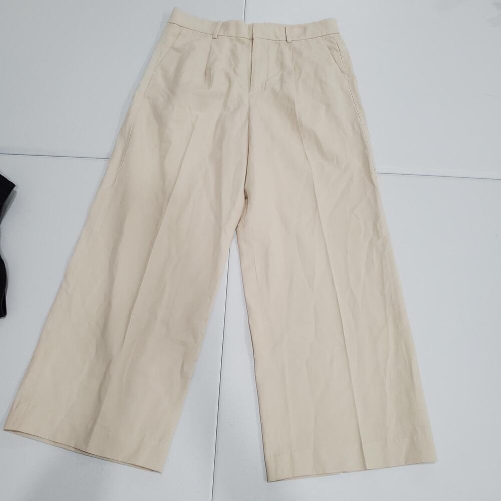 Madewell Slouchy Straight Pants Womens 6 Beige Twill Chino Pockets Lyocell Linen